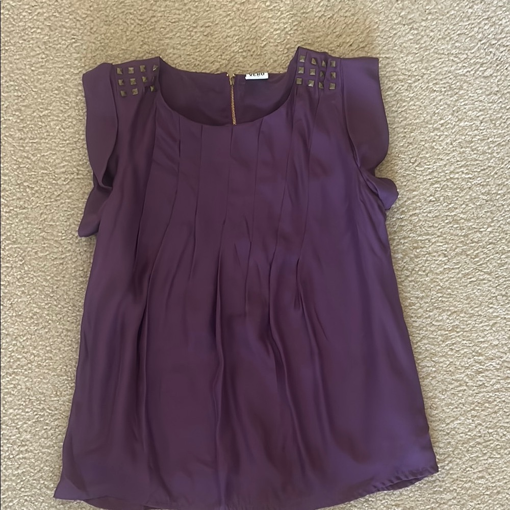 Vero Moda Purple Cap Sleeve Embellished Blouse
